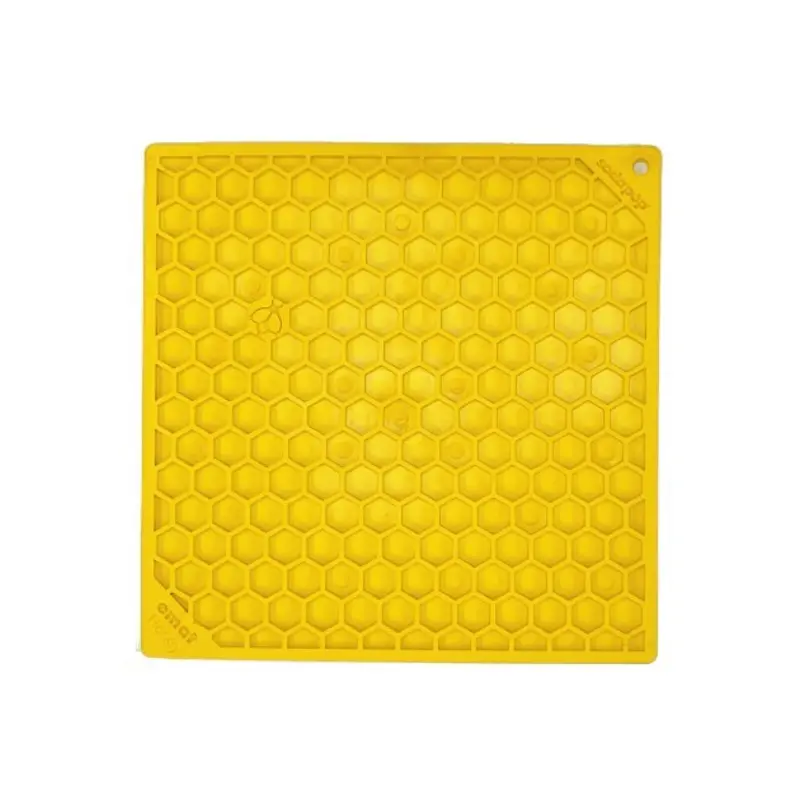 SodaPup Enrichment Lick Mat For Dogs (Square / Yellow Honeycomb)