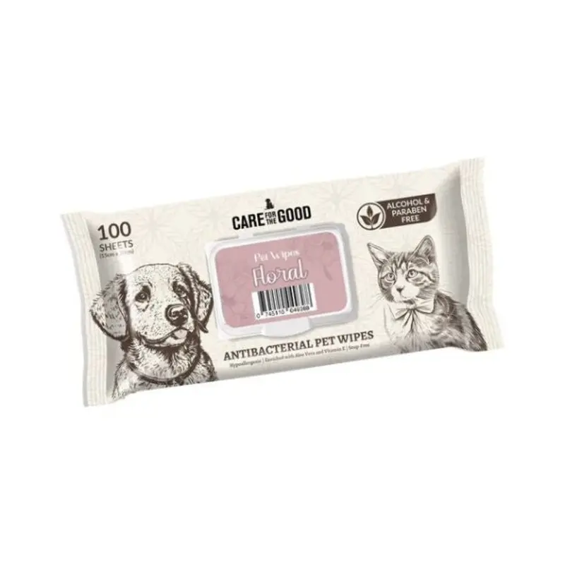 Care For The Good Antibacterial Wipes For Dogs & Cats (Floral)