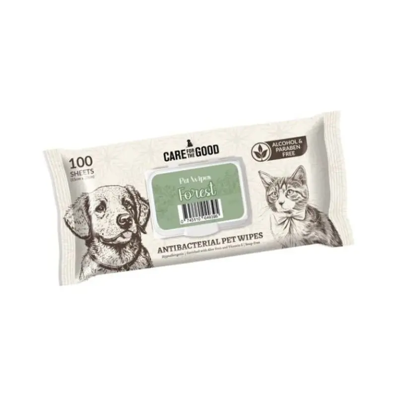 Care For The Good Antibacterial Wipes For Dogs & Cats (Forest)