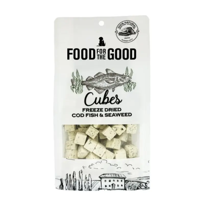Food For The Good Freeze Dried Cat & Dog Treats (Cod Fish & Seaweed Cubes)