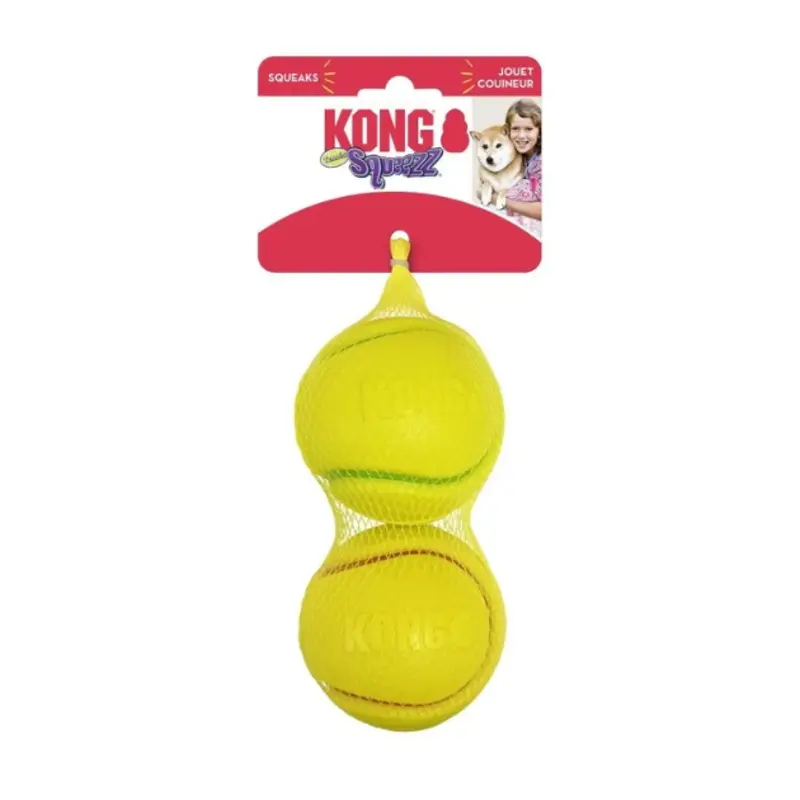 Kong Squeezz Tennis Ball Dog Toy (Assorted Colour 2pc Bundle)