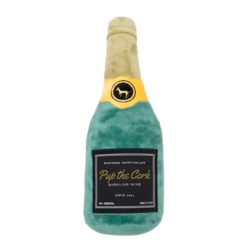 FuzzYard Squeaky Booze Plush Dog Toy (Pup The Cork Sparkling Wine)