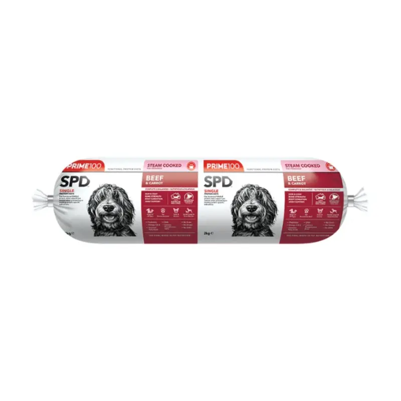 Prime100 SPD Limited Ingredients Steam Cooked Frozen Dog Food (Beef & Carrot)