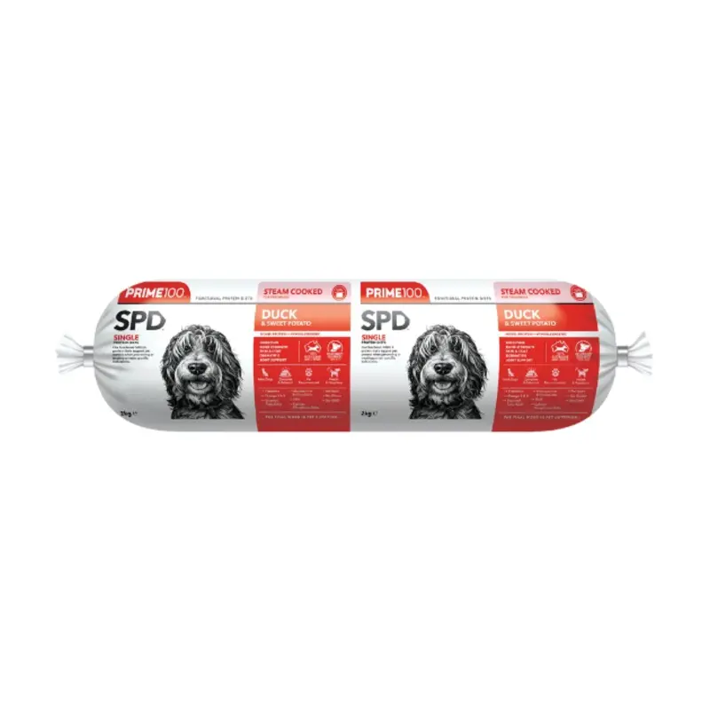 Prime100 SPD Limited Ingredients Steam Cooked Frozen Dog Food (Duck & Sweet Potato)