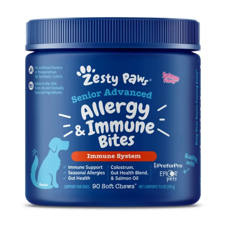 Zesty Paws Senior Advanced Allergy & Immune Bites Dog Supplements (Salmon Flavour)