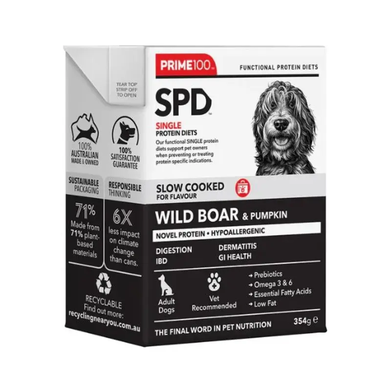 Prime100 SPD Single Protein Diets Slow Cooked Wet Dog Food (Wild Boar & Pumpkin)