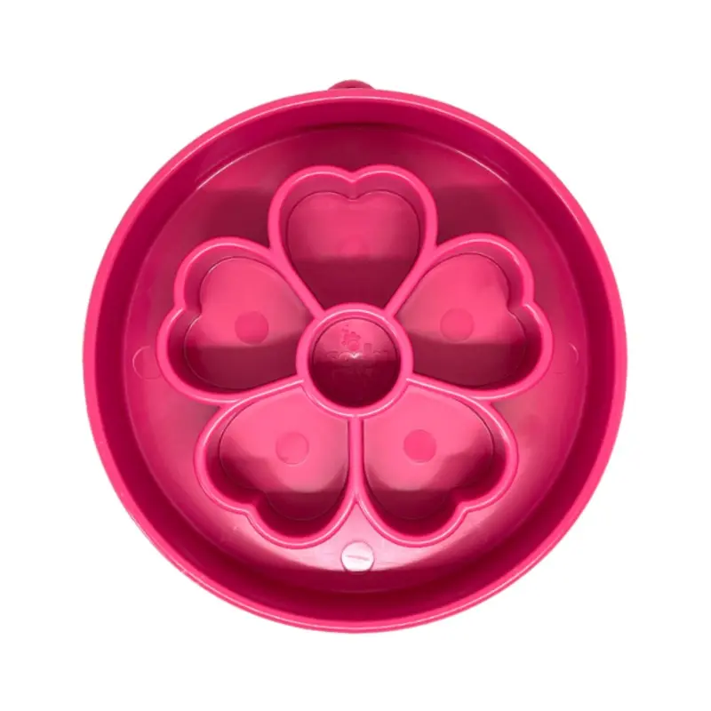SodaPup Enrichment Slow Feeder Bowl For Dogs (Round / Pink Flower)