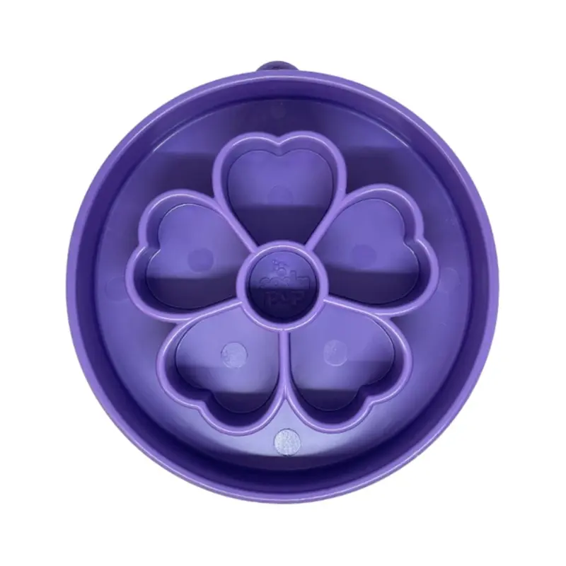 SodaPup Enrichment Slow Feeder Bowl For Dogs (Round / Purple Flower)