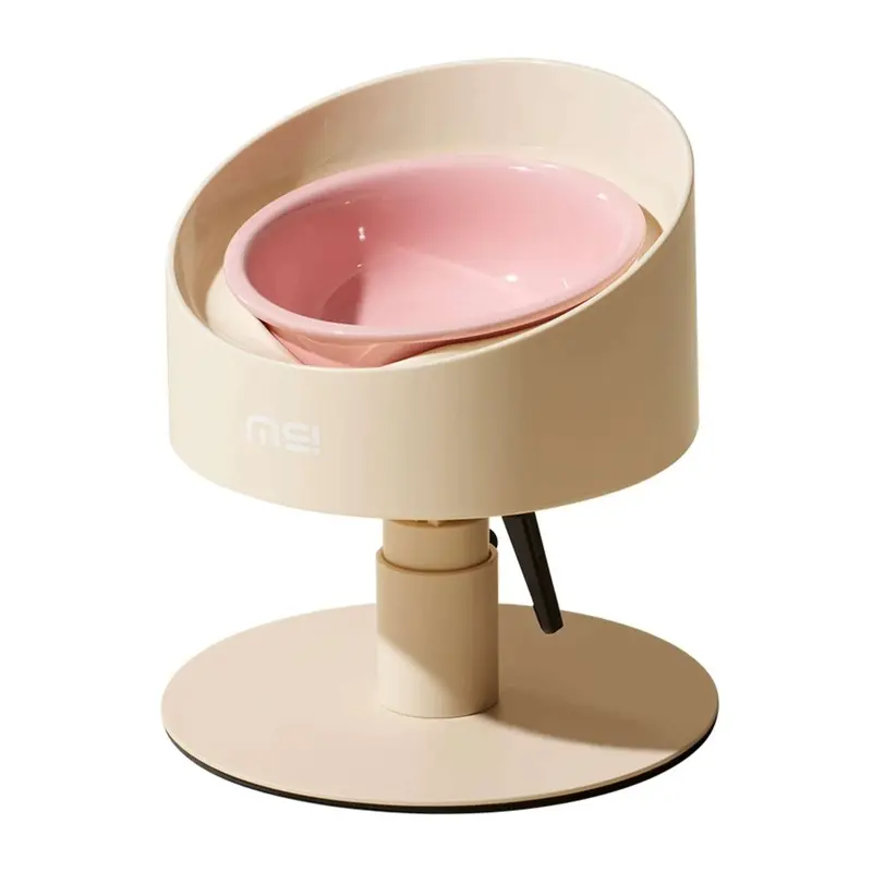makesure Adjustable Height Angled Ceramic Feeder (Pink)