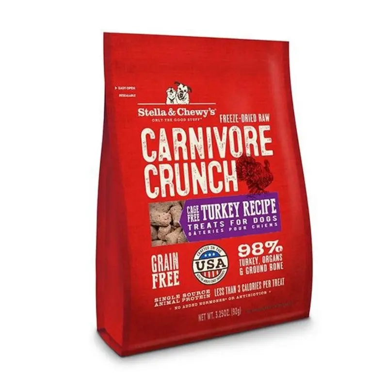 Stella & Chewys Freeze Dried Carnivore Crunch Cage Free Turkey Recipe Dog Treats