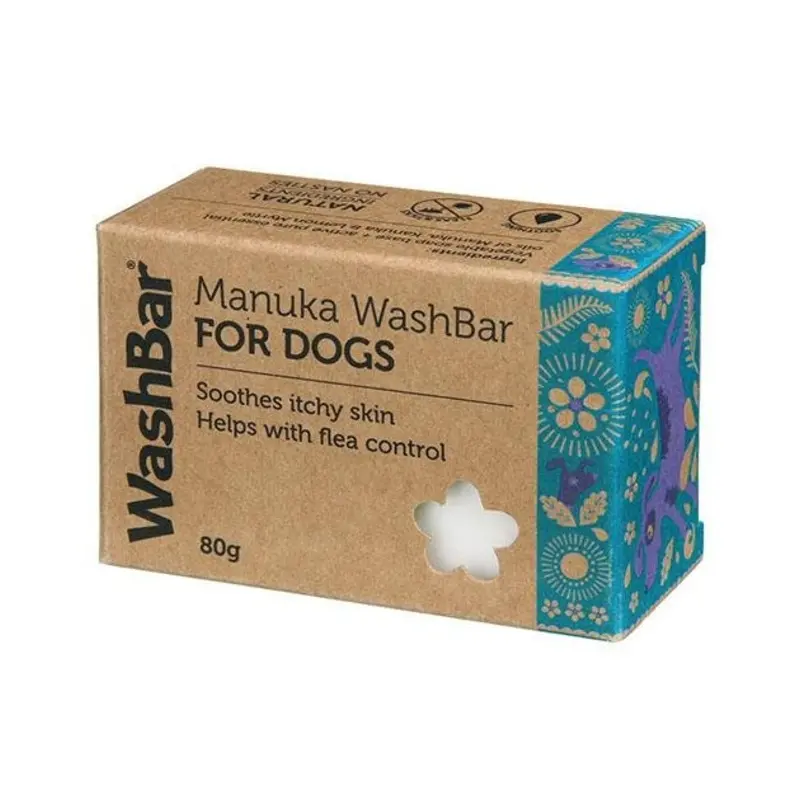 WashBar Natural Manuka Soap for Dogs & Cats (Itch Relief, Flea & Tick Prevention)
