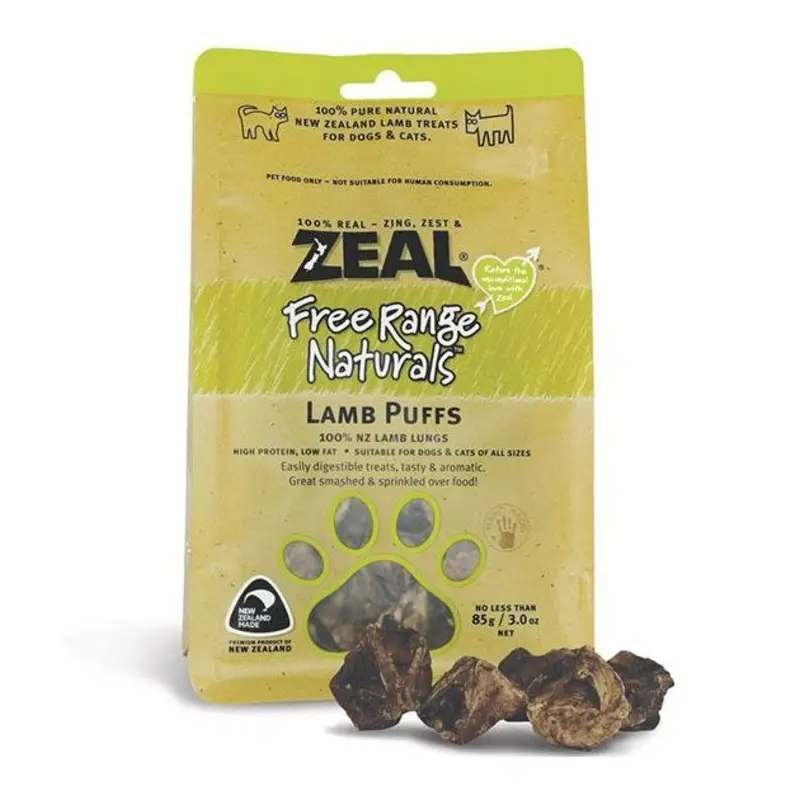 Zeal Free Range Air Dried Cat and Dog Treats (Lamb Puffs)