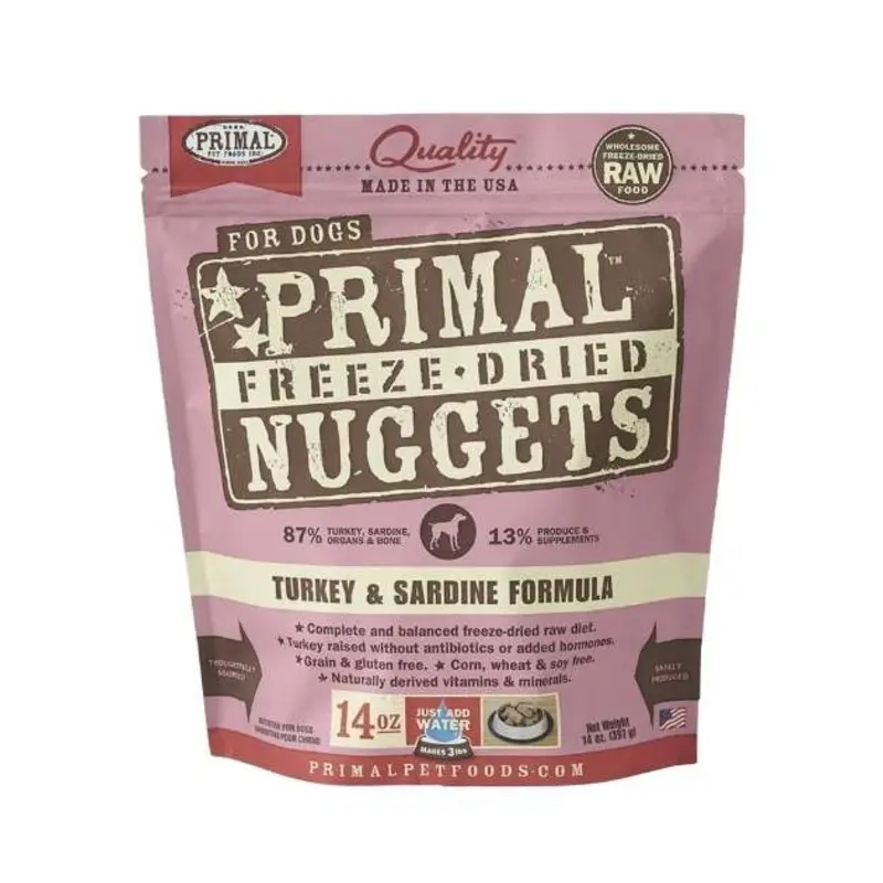 Primal Freeze Dried Nuggets Turkey & Sardine Formula Dog Food