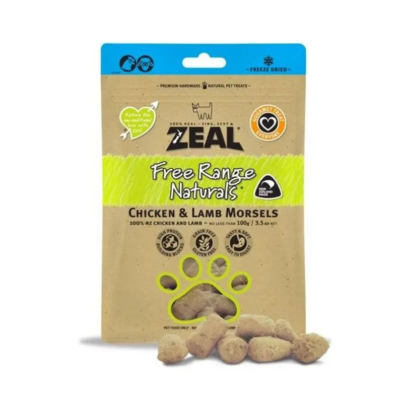 Zeal Free Range Freeze Dried Cat and Dog Treats (Chicken & Lamb Morsels)