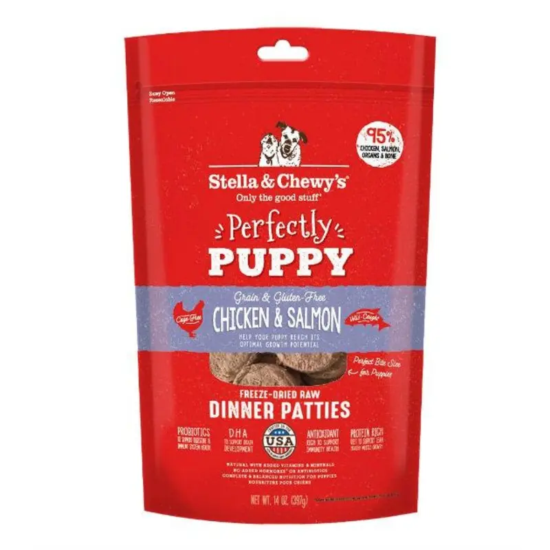 Stella & Chewys Freeze Dried Dinner Patties Dog Food (Perfectly Puppy - Chicken & Salmon)