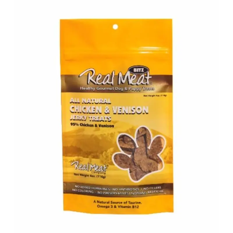 The Real Meat Company All Natural Chicken & Venison Recipe Jerky Dog Treats