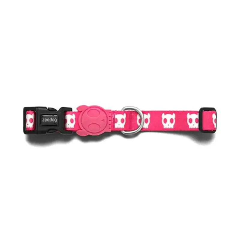 Zee.Dog Pink Skull Dog Collar