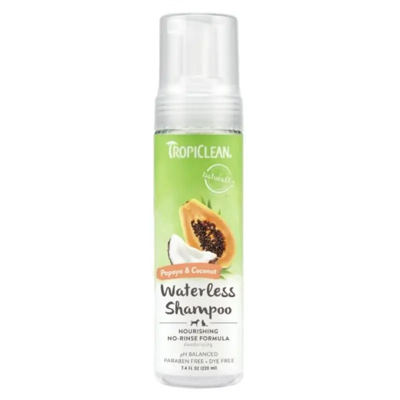 TropiClean Waterless Nourishing Papaya & Coconut Shampoo For Cats & Dogs