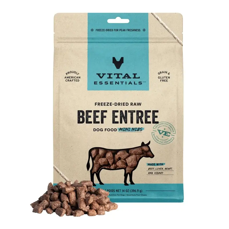 Vital Essentials Freeze Dried Raw MINI NIBS Dog Food (Beef)