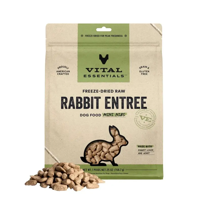 Vital Essentials Freeze Dried Raw MINI NIBS Dog Food (Rabbit)