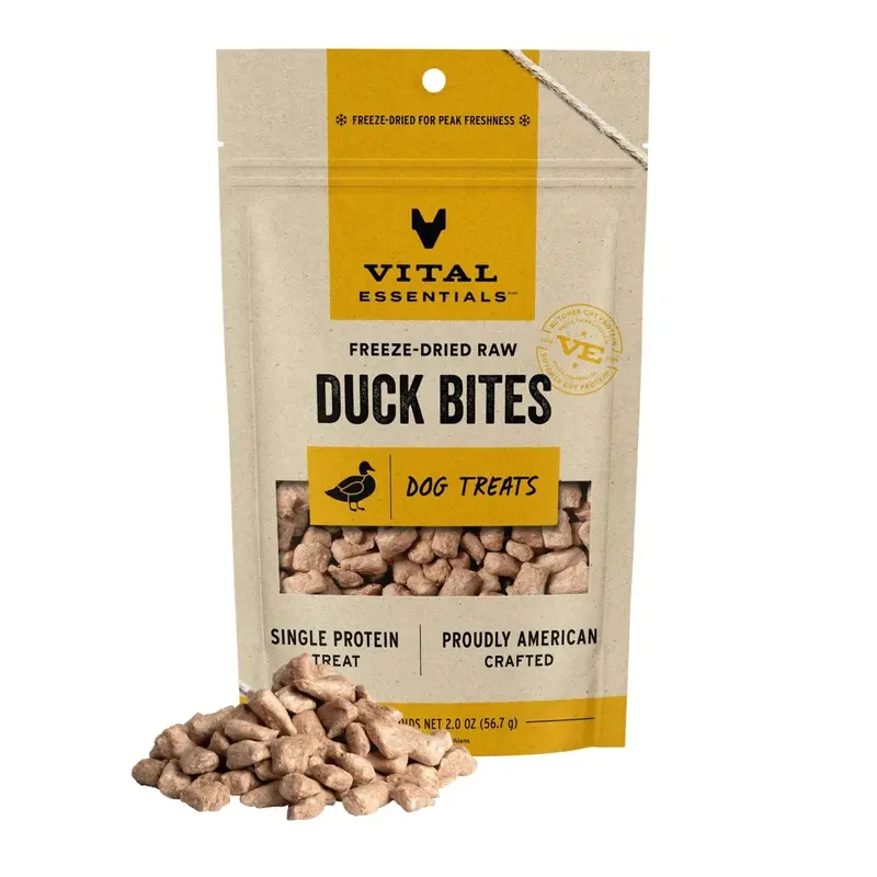 Vital Essentials Freeze Dried Raw Dog Treats (Duck Bites)