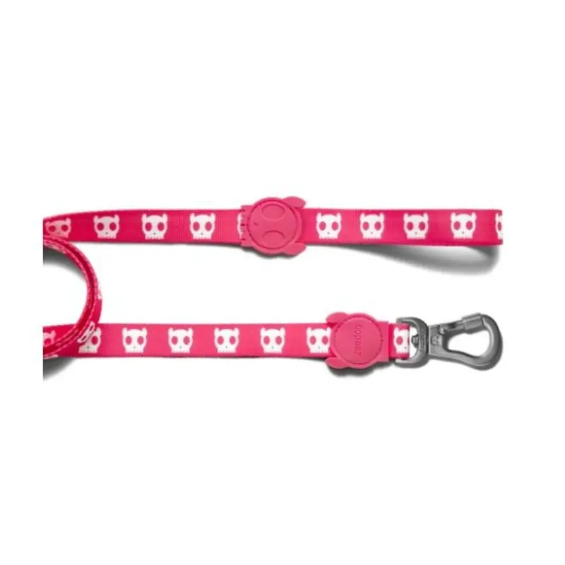 Zee.Dog Pink Skull Dog Leash