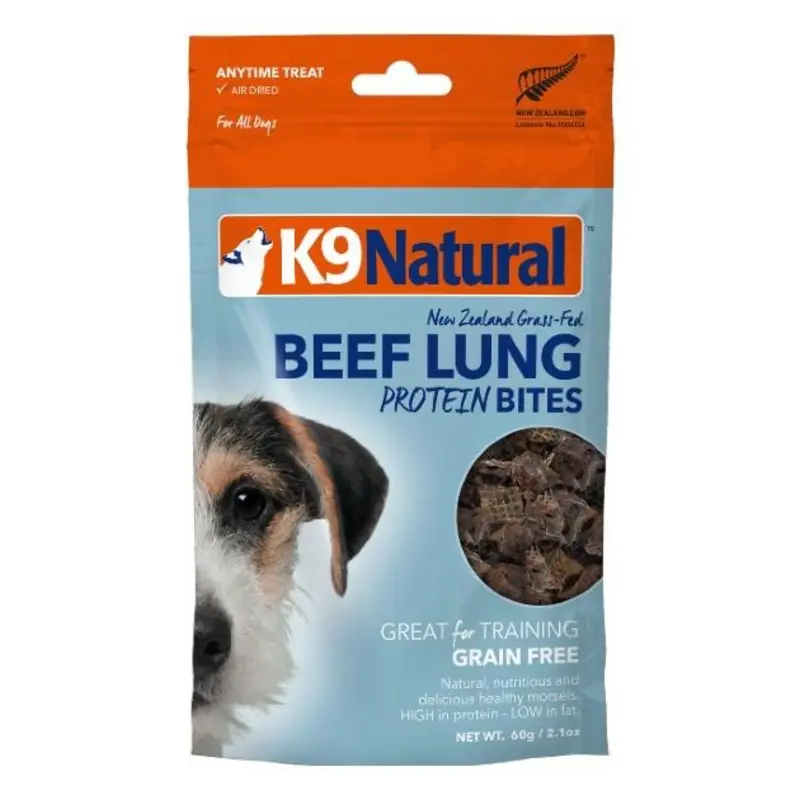 K9 Natural Freeze Dried Beef Lung Protein Bites Dog Treats