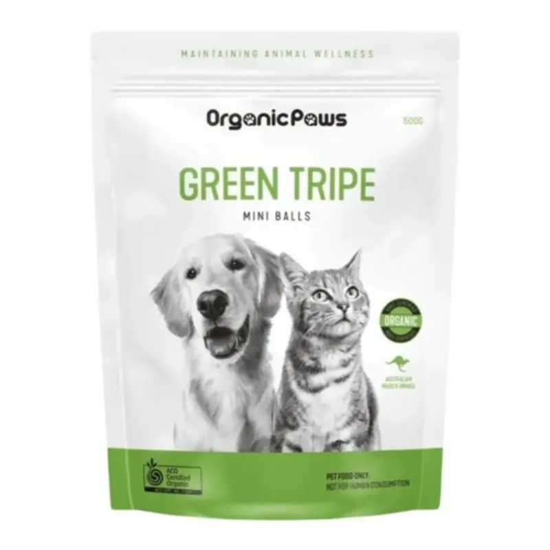 Organic Paws Green Tripe Mini Balls Frozen Raw Toppers