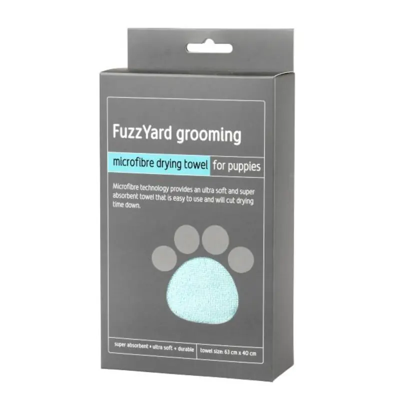 FuzzYard Microfibre Blue With Grey Trim Drying Towel For Puppies