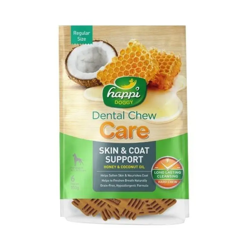 Happi Skippi (Happi Doggy) CARE Dental Dog Chews (Skin & Coat Support)