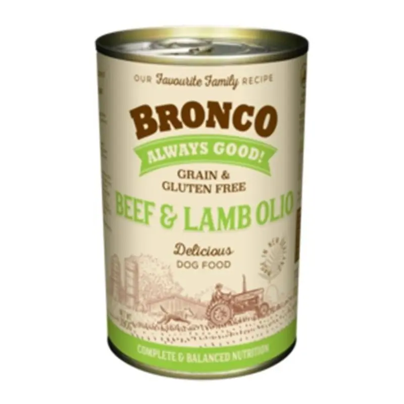 Bronco Grain & Gluten Free Canned Wet Dog Food (Beef & Lamb Olio)