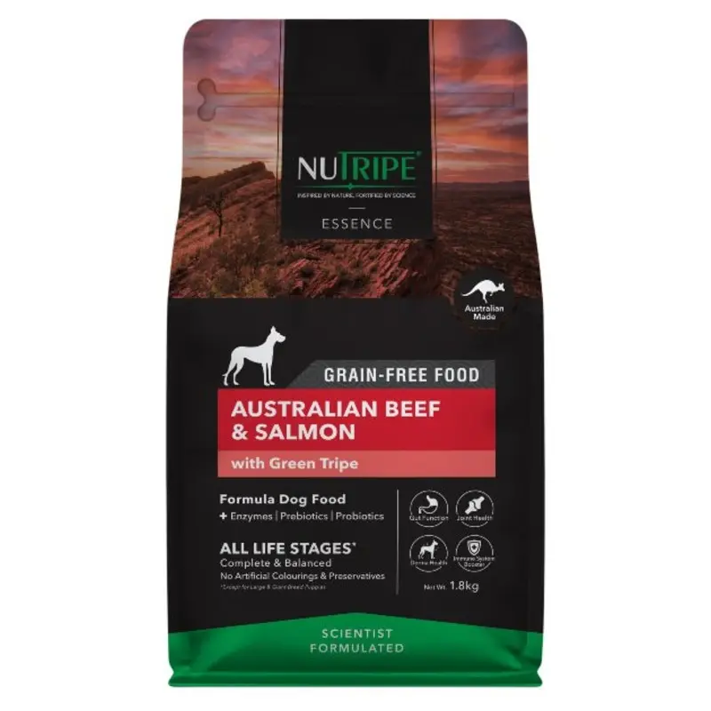 NUTRIPE Essence Grain-Free Australian Beef & Salmon with Green Tripe Formula Dog Food