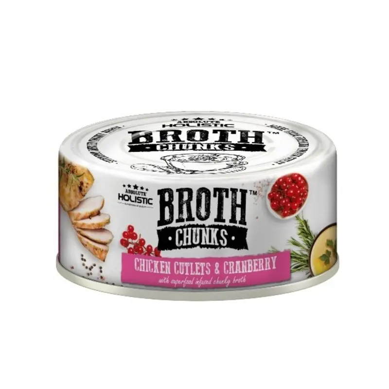 Absolute Holistic Broth Chunks (Chicken Cutlets & Cranberry) Wet Cat & Dog Food