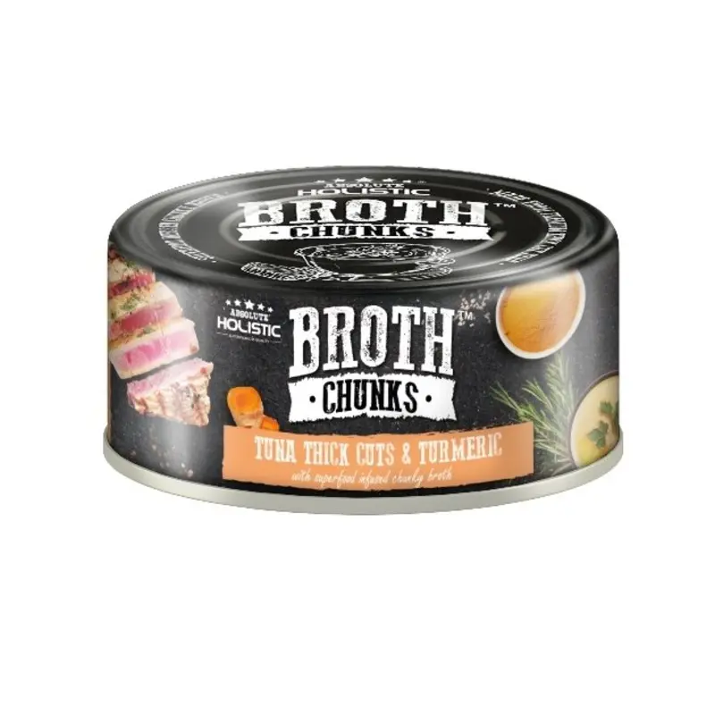 Absolute Holistic Broth Chunks (Tuna Thick Cuts & Turmeric) Wet Cat & Dog Food