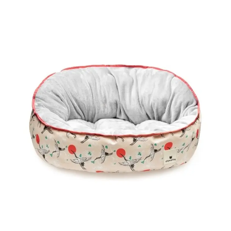 Ohpopdog Nihon Collection Reversible Dog Bed (Tsuru) for Dogs & Cats