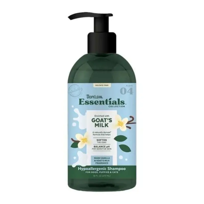 Tropiclean Essentials Goat's Milk Hypoallergenic Shampoo For Puppies, Dogs & Cats