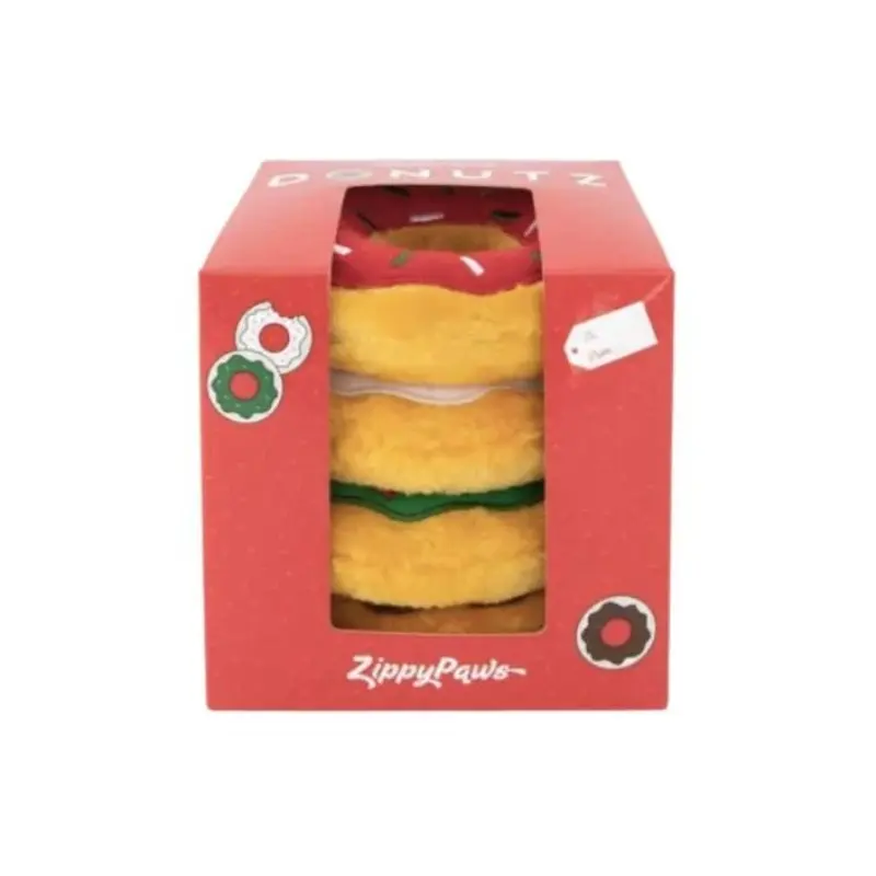 ZippyPaws Donutz Gift Box Dog Toy (4-Pack)