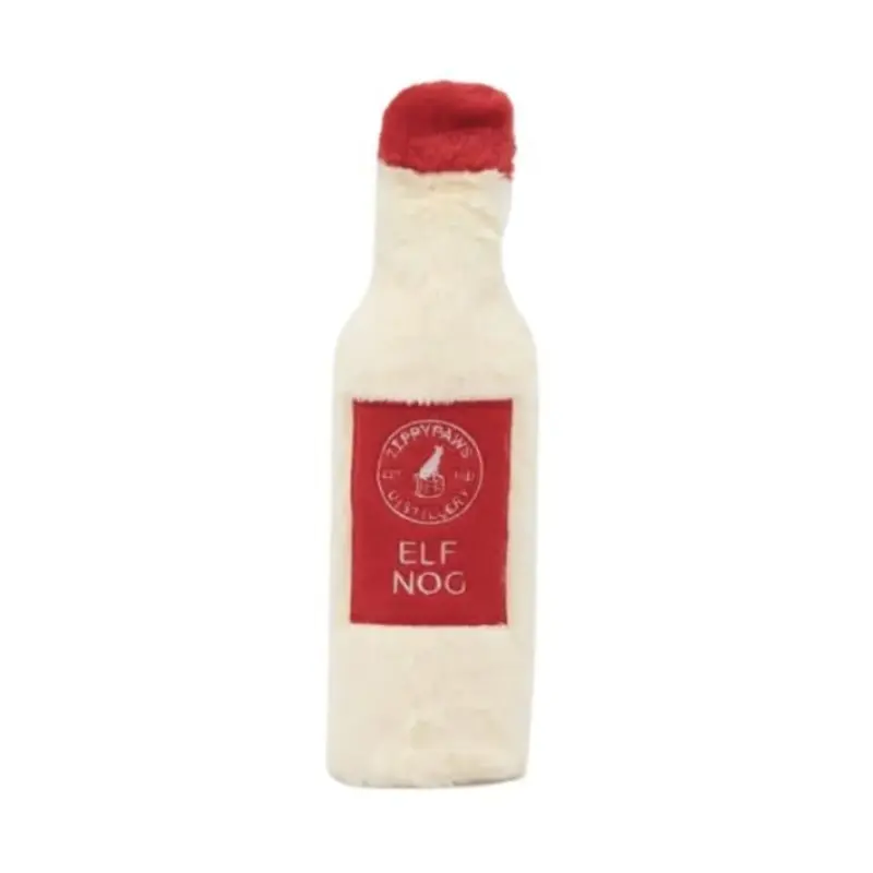 ZippyPaws Happy Hour Crusherz Christmas Holiday Dog Toy (Elf Nog)