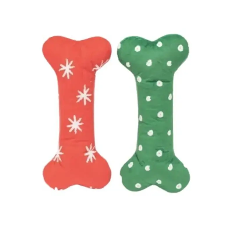 ZippyPaws Holiday Patterned Bones Dog Toy (Large 2-Pack)