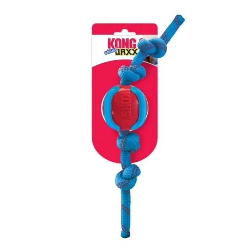 Kong Jaxx Brights Ball with Rope Dog Toy (Assorted Colors)