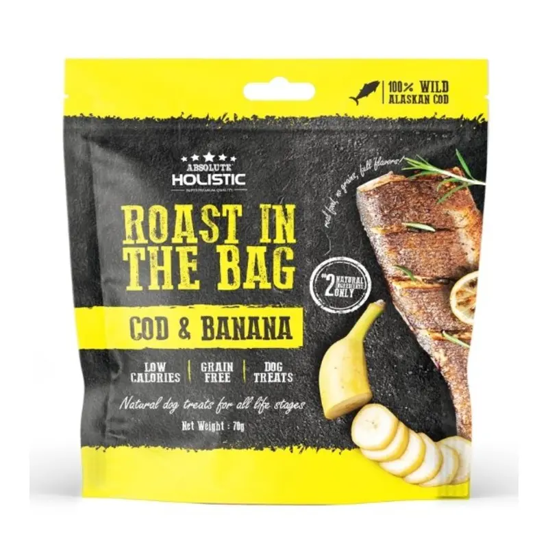 Absolute Holistic Roast In The Bag (Cod & Banana) Natural Dog Treats