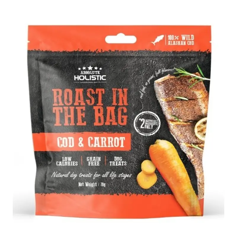 Absolute Holistic Roast In The Bag (Cod & Carrot) Natural Dog Treats