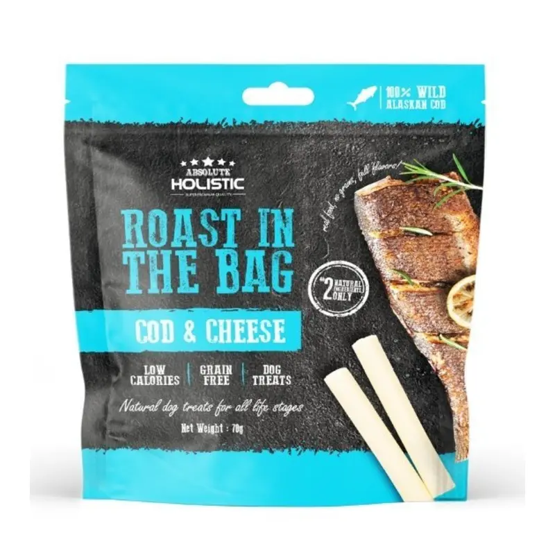Absolute Holistic Roast In The Bag (Cod & Cheese) Natural Dog Treats