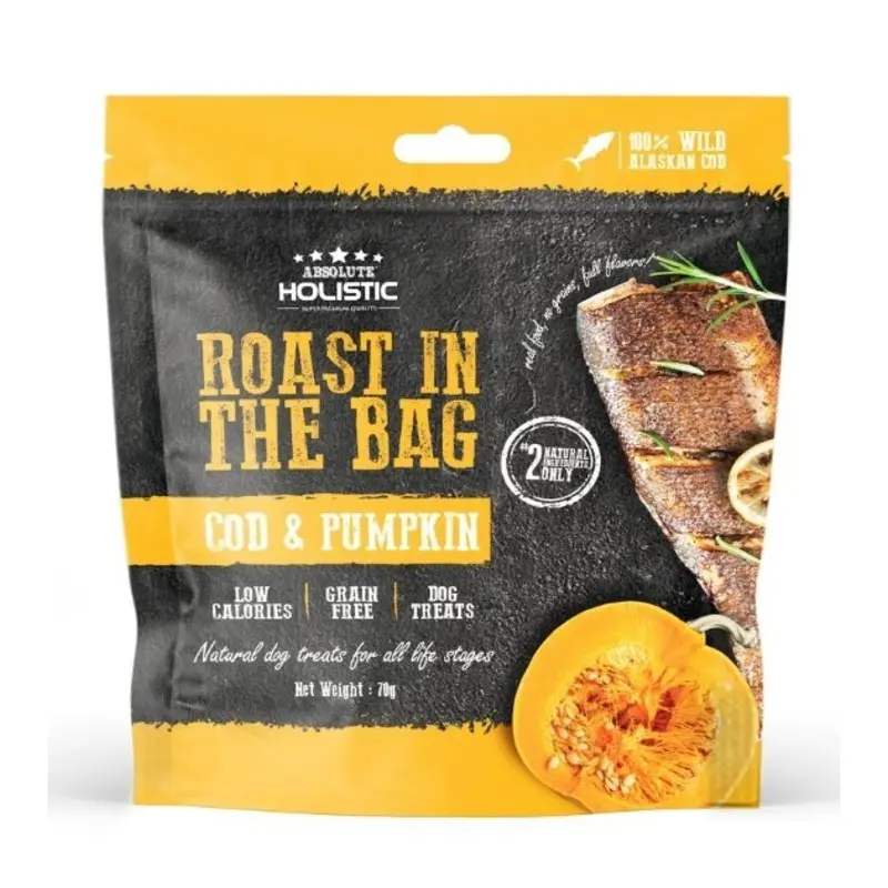 Absolute Holistic Roast In The Bag (Cod & Pumpkin) Natural Dog Treats