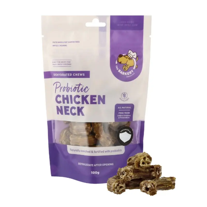 The Barkery Probiotic Chicken Neck Dog Treats