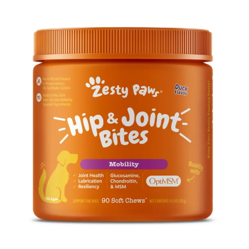 Zesty Paws Hip & Joint Bites Mobility Supplements for Dogs (Duck Flavour)