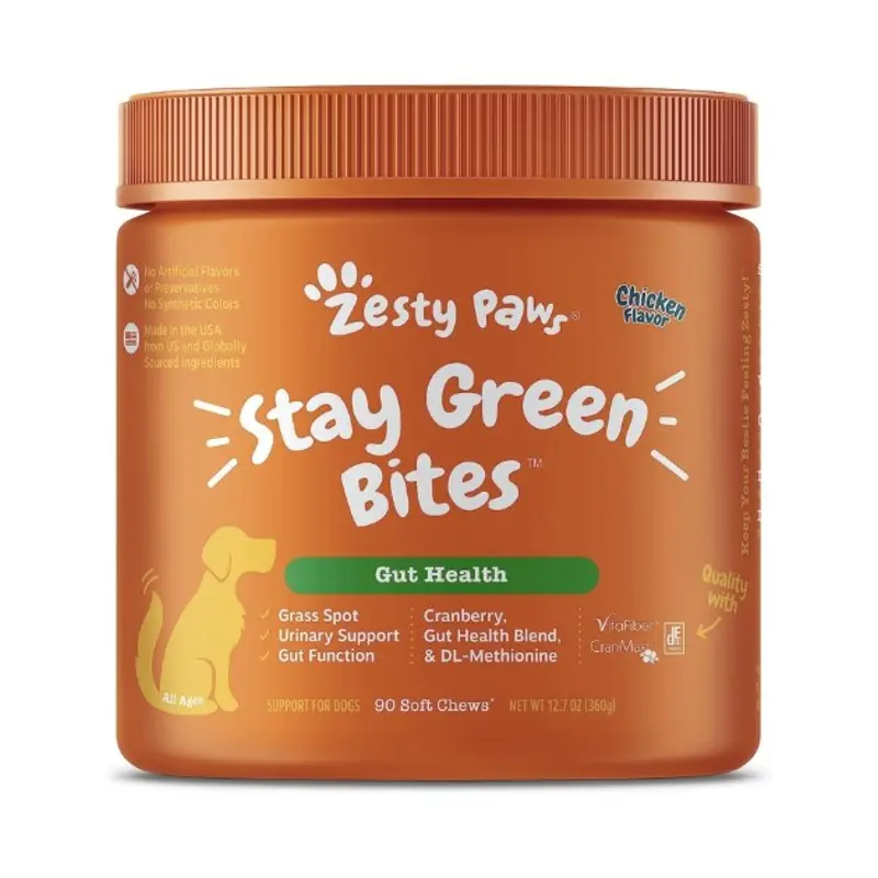 Zesty Paws Stay Green Bites Gut Supplements for Dogs (Chicken Flavour)