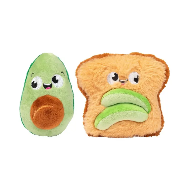 FuzzYard Perfect Match Squeaky Plush Dog Toy (Avocado & Toast 2 Pack)
