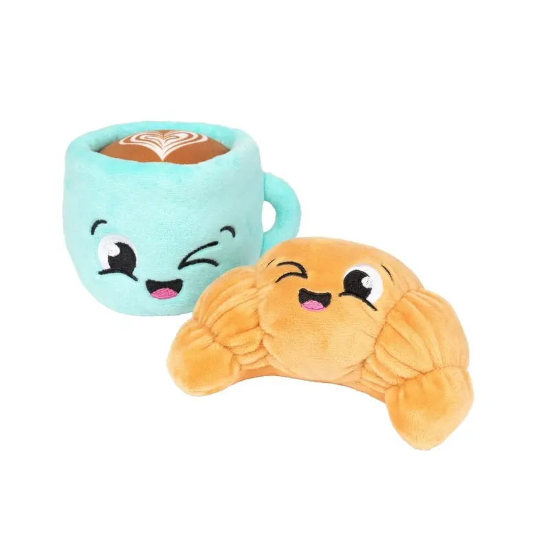 FuzzYard Perfect Match Squeaky Plush Dog Toy (Croissant & Cappuccino 2 Pack)