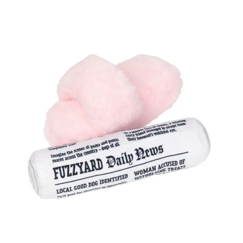 FuzzYard Perfect Match Squeaky Plush Dog Toy (Fetch My Slippers & Paper 2 Pack)